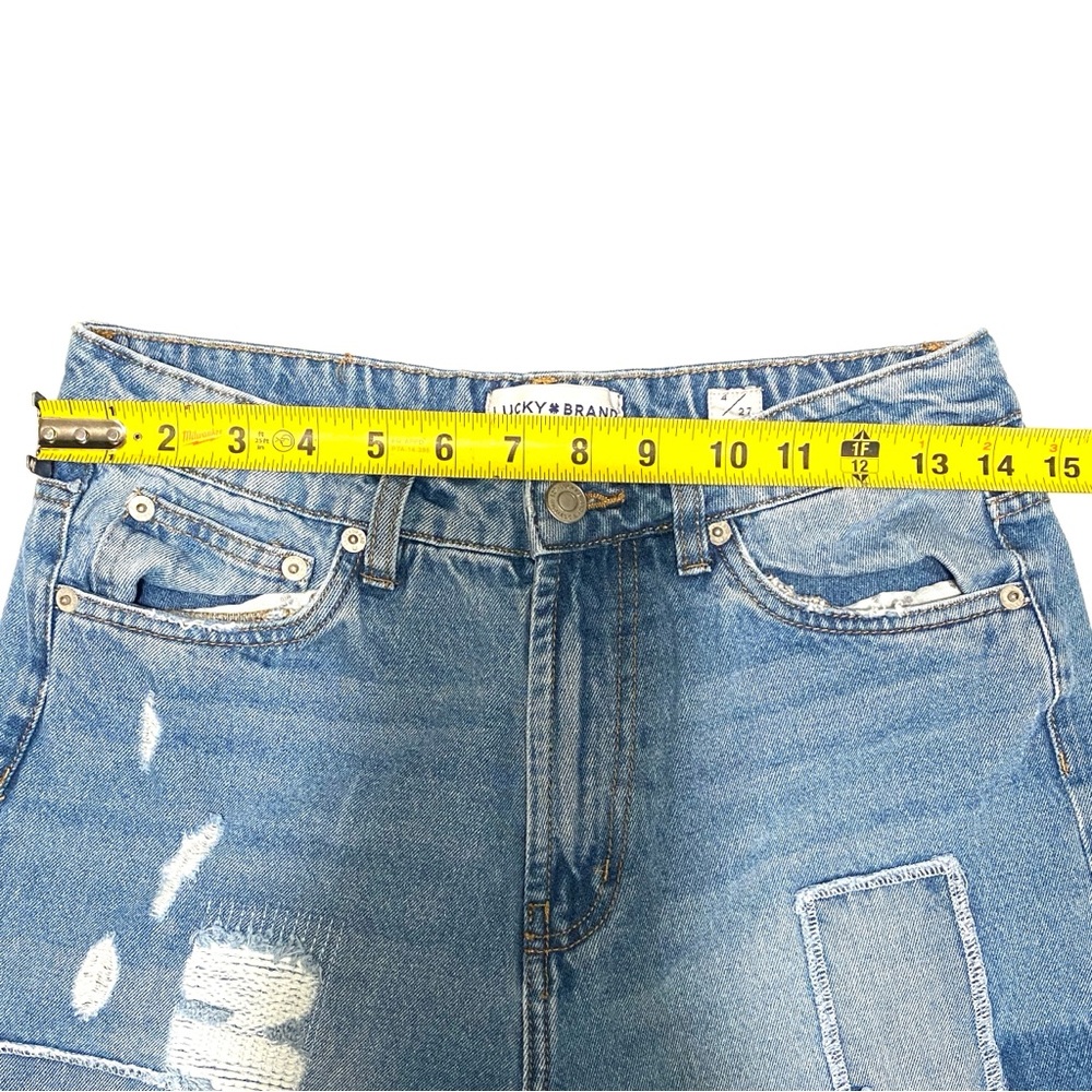 Lucky Brand High Rise Mom Patchwork Jeans Women’s Size 4/27" Blue Boho Festival - Picture 13 of 15